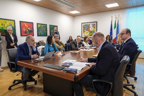 Una fase della conferenza stampa svoltasi oggi a Udine