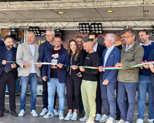 L'assessore alle Attività produttive e Turismo Sergio Emidio Bini all'inaugurazione della 39esima edizione del Biker Fest International di Lignano Sabbiadoro.
