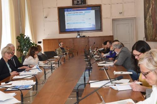 Un momento della  riunione della Cabina di regia per l'attuazione del Piano nazionale di ripresa e resilienza.