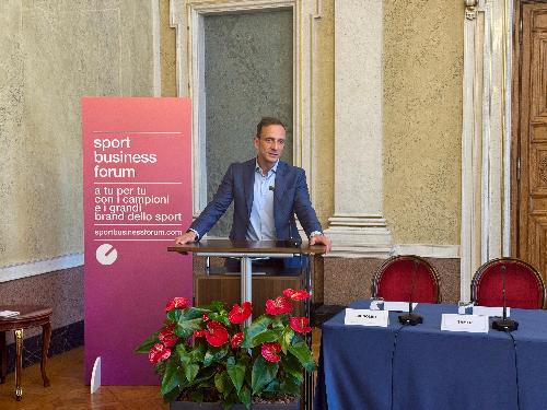 Il governatore Fedriga all'anteprima di Trieste dello Sport Business Forum.
