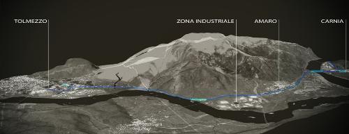 Un rendering del tracciato del secondo lotto della ciclovia da Tolmezzo ad Amaro verso la FVG8 dell'Alpe Adria