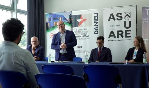 Un momento della presentazione del primo bilancio sociale integrato di sostenibilità dell'Associazione sportiva udinese (Asu).
