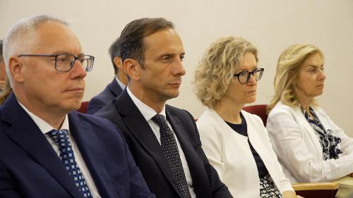 Il governatore del Friuli Venezia Giulia Massimiliano Fedriga all'udienza pubblica per il giudizio di parificazione del rendiconto generale 2024 dell'Amministrazione regionale da parte della Corte dei conti