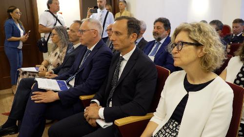 Il governatore del Friuli Venezia Giulia Massimiliano Fedriga all'udienza pubblica per il giudizio di parificazione del rendiconto generale 2024 dell'Amministrazione regionale da parte della Corte dei conti
