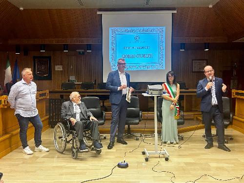 L'intervento del vicegovernatore Mario Anzil in occasione della cerimonia di consegna del premio pro Majano la maestro Giorgio Celiberti