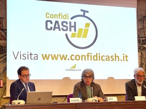 L'intervento dell'assessore regionale alle Attività produttive, Sergio Emidio Bini, alla presentazione del nuovo strumento creditizio di Confidimprese FVG.  