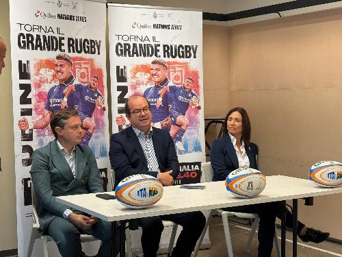Il vice governatore con delega allo Sport Mario Anzil alla presentazione della partita tra le nazionali di rugby di Italia e Australia 