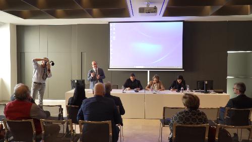 Il vicegovernatore con delega allo Sport Mario Anzil all'incontro "Lo sport come profezia sociale. Valori, eredità e sviluppo del territorio nell'esperienza degli olimpionici friulani".
