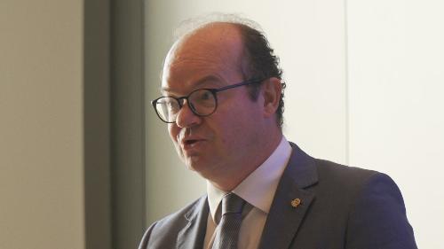 Il vicegovernatore con delega allo Sport Mario Anzil all'incontro "Lo sport come profezia sociale. Valori, eredità e sviluppo del territorio nell'esperienza degli olimpionici friulani".
