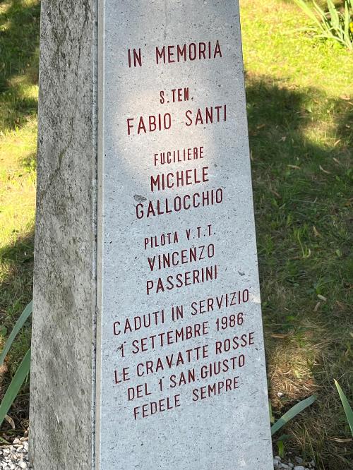 Il cippo di Banne per i caduti del 1986