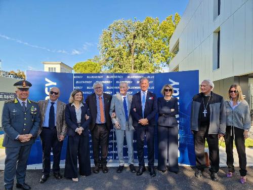 L'assessore regionale alla Difesa dell'ambiente, energia e sviluppo sostenibile Fabio Scoccimarro, all'inaugurazione del nuovo edificio di Bluenergy Group a Udine