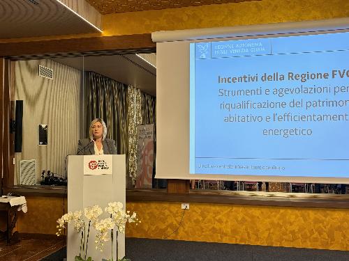 L’assessore regionale a Infrastrutture e territorio Cristina Amirante al convegno Real estate Forum Udine 2025