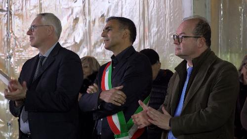 Il vicegovernatore Mario Anzil con il sindaco di Rivignano Teor Fabrizio Mattiussi e il presidente del Consiglio regionale Mauro Bordin