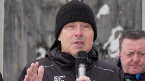L'assessore regionale alle Attività produttive e turismo Sergio Emidio Bini  all'inaugurazione della nuova seggiovia quadriposto Gilberti a Sella Nevea