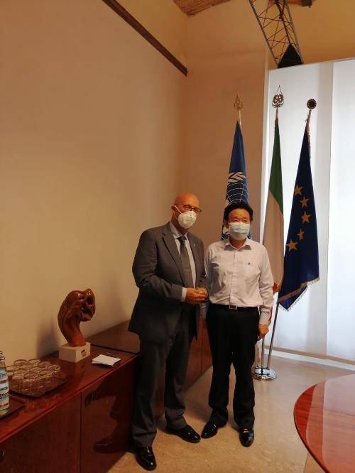 L'assessore regionale Sebastiano Callari con il direttore generale della Fao Qu Dongyu