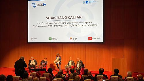 L'intervento dell'assessore regionale ai Sistemi informativi Sebastiano Callari all'evento nazionale Reg4IA di Genova