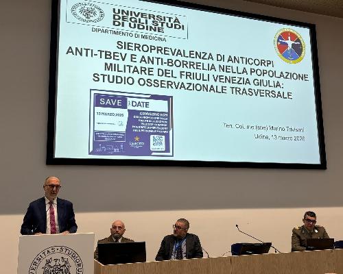 L'assessore Riccardi con i relatori del convegno a Udine