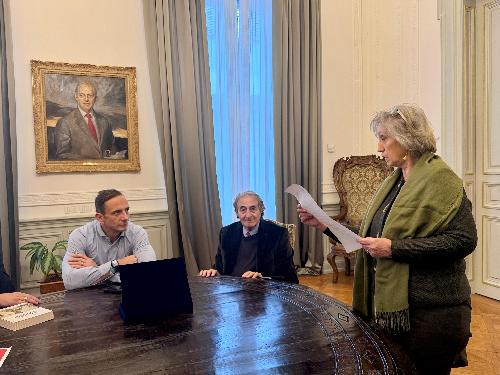 Un momento dell'incontro tra il governatore Fedriga e il Circolo della Stampa di Pordenone.