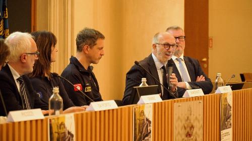 L'assessore Riccardi, il direttore della Protezione civile Fvg Amedeo Aristei