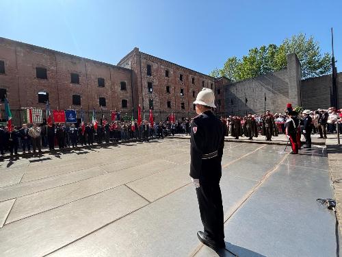 Un momento della solenne cerimonia dell'81mo della Liberazione in Risiera a Trieste