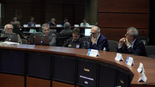 Un momento dell'incontro svoltosi oggi a Palamova nella sede della Protezione civile