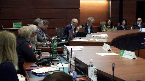 Un momento dell'incontro svoltosi oggi a Palamova nella sede della Protezione civile