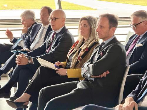 Il governatore Fedriga con l'assessore regionale alle Infrastrutture e Territorio Cristina Amirante