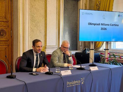 Il governatore Fedriga insieme al presidente regionale del Coni Andrea Marcon.
