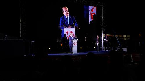 L'intervento del vicegovernatore Mario Anzil dal palco del Teghil
